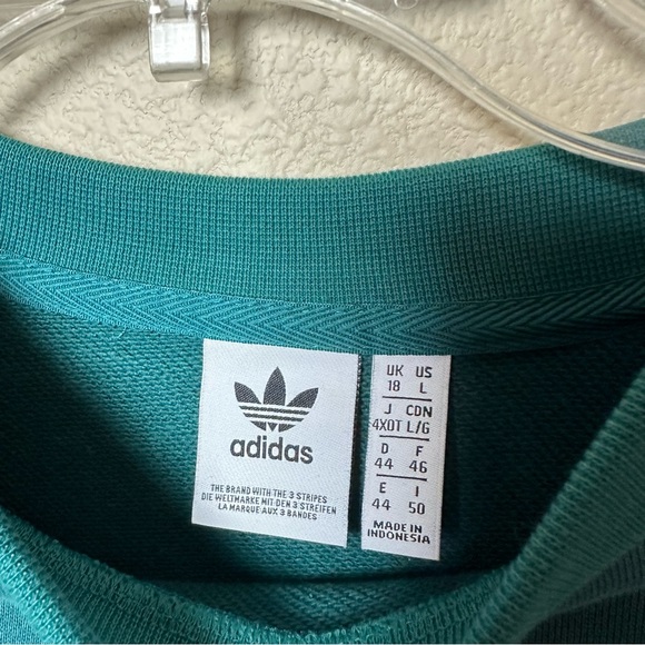 Adidas Originals Crewneck Sweatshirt Trefoil Size L - Green - Picture 7 of 7
